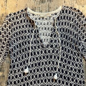 Loft ikat print tunic navy/white Small